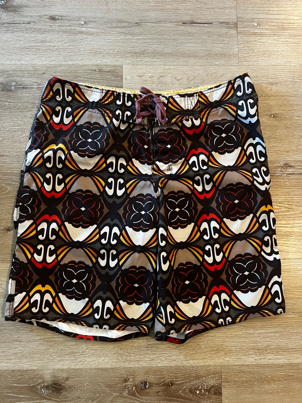 Old Navy Black, White, Red, Yellow Patterned Women's Shorts